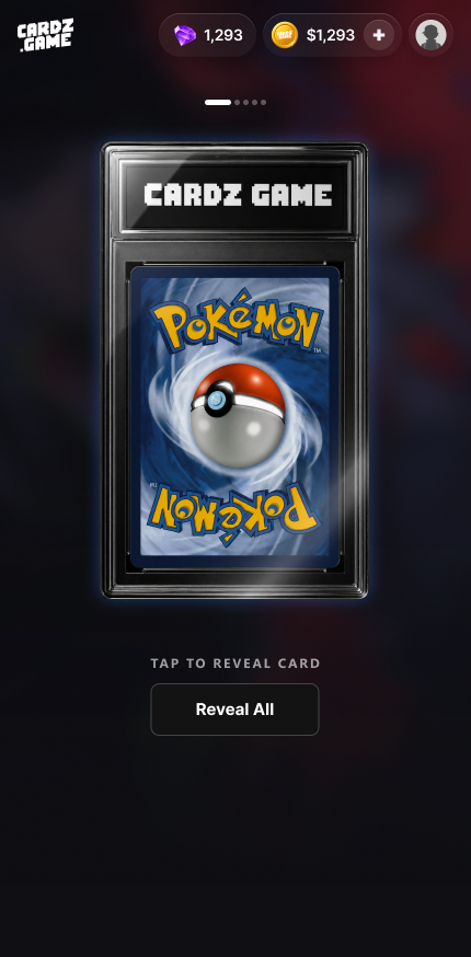 Pack rip and reveal screen