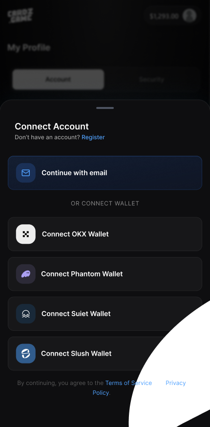 Connect account screen